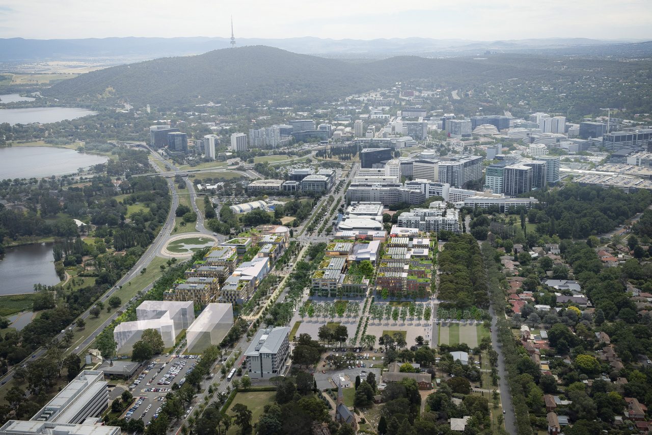 Aerial photo of the 国产精品 Canberra City Master Plan